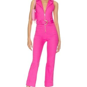 Show Me Your MuMu Pink Jacksonville Cropped Jumpsuit Size M